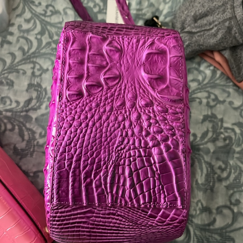 Brahmin Fuchsia Croc-Embossed Shoulder Bag - Picture 6 of 7